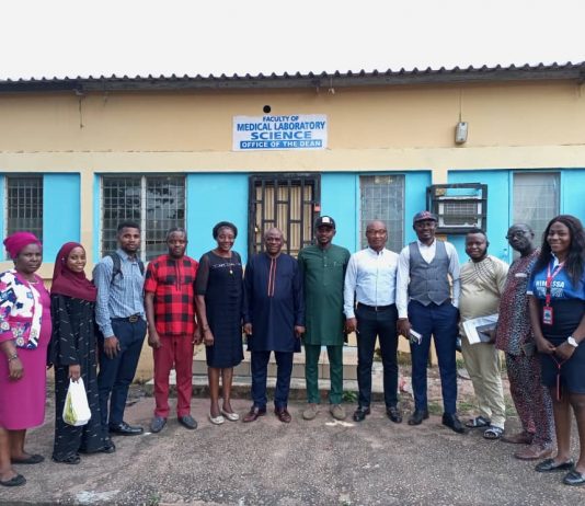 AAU: YMLSF Leadership visit the Dean, Faculty of Medical Lab Science