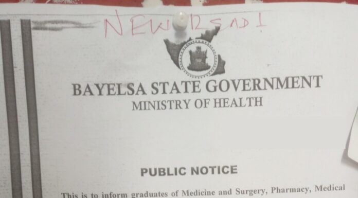 Internship at Bayelsa State Ministry of Health