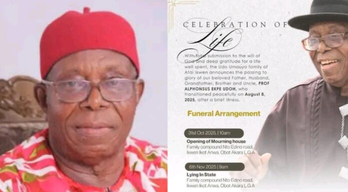 Prof. Alphonsus Ekpe Udoh Goes Home: A Celebration of Life, Legacy, and Impact